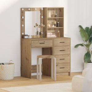 vidaXL Highboard Zestaw 2 Dąb Artystyczny Drewno inżynieryjne Lustro 1