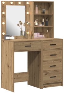 vidaXL Highboard Zestaw 2 Dąb Artystyczny Drewno inżynieryjne Lustro 3