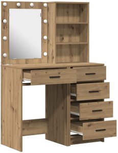 vidaXL Highboard Zestaw 2 Dąb Artystyczny Drewno inżynieryjne Lustro 6