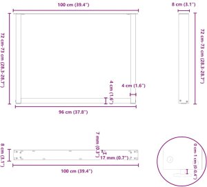 vidaXL Nogi do stolika kawowego, 2 szt., białe, 100x(72-73) cm, stal 10
