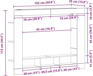 vidaXL Szafka RTV Czarny dąb Drewno, Metal Średnia 10