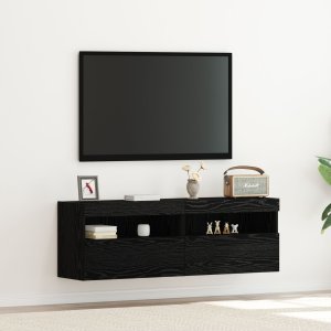 vidaXL Szafka Ścienna TV Czarne dębowe Materiał drewnopochodny 1
