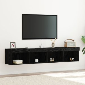 vidaXL Szafka RTV Czarny dąb Drewno drewnopochodne 30 x 30 x 80 cm 1
