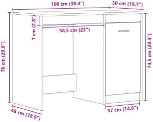Biurko vidaXL Czarne 100 cm x 50 cm 10