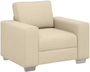 vidaXL Fotel Kremowy Poliester Średni Regulowane podłokietniki Fotel 2