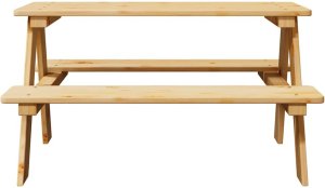 vidaXL Stół dziecięcy z ławkami "IRUN" 90x79,5x50 cm Drewno lite 4