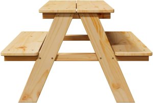 vidaXL Stół dziecięcy z ławkami "IRUN" 90x79,5x50 cm Drewno lite 5
