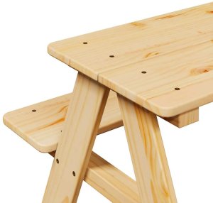 vidaXL Stół dziecięcy z ławkami "IRUN" 90x79,5x50 cm Drewno lite 7