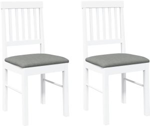 vidaXL Krzesła do jadalni z poduszkami 2 szt. Białe lite drewno gumowe 2