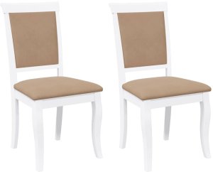 vidaXL Krzesła do jadalni z poduszkami 2 szt. Białe lite drewno gumowe 2