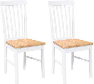 vidaXL Krzesła do jadalni 2 szt. Białe lite drewno gumowe 2