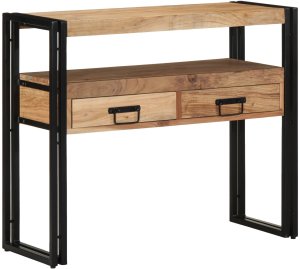 vidaXL Stoliki końcowe drewno Lite drewno akacjowe, Metal 3