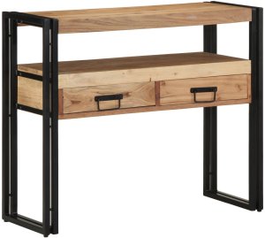 vidaXL Stoliki końcowe drewno Lite drewno akacjowe, Metal 4
