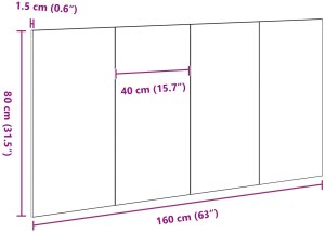 vidaXL Wezgłowie łóżka Czarne dębowe Lite drewno dębowe 160x1.5x80 cm 7