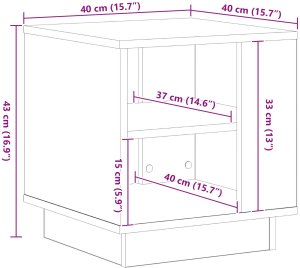 vidaXL Stolik kawowy Czarny dąb 40 x 40 x 49 cm 9