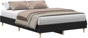 vidaXL Ramka łóżka Czarny dąb Drewno 135 x 190 cm Wytrzymała 2