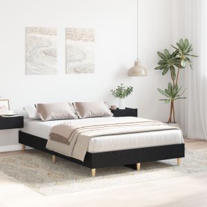 vidaXL Ramka łóżka Czarny dąb Drewno 135 x 190 cm Wytrzymała 4