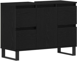vidaXL Szafka Łazienkowa Czarny Dąb Drewno Inżynieryjne Kompaktowa 2