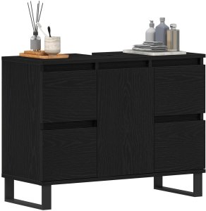 vidaXL Szafka Łazienkowa Czarny Dąb Drewno Inżynieryjne Kompaktowa 3