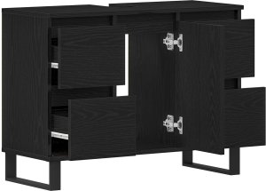 vidaXL Szafka Łazienkowa Czarny Dąb Drewno Inżynieryjne Kompaktowa 5