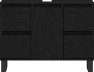 vidaXL Szafka Łazienkowa Czarny Dąb Drewno Inżynieryjne Kompaktowa 6