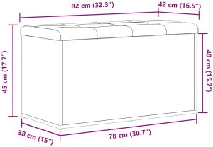 vidaXL Ławka do przechowywania Czarny dąb MDF, Poliester 80 x 40 x 45 cm 10