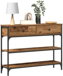 vidaXL Stolik Konsolowy Stare drewno Drewno i metal Średni 3