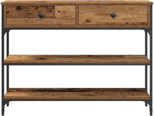 vidaXL Stolik Konsolowy Stare drewno Drewno i metal Średni 6
