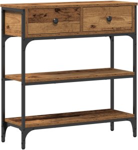 vidaXL Stolik konsolowy Stare drewno Lite drewno, Metal Średni 2