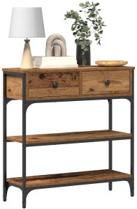 vidaXL Stolik konsolowy Stare drewno Lite drewno, Metal Średni 3