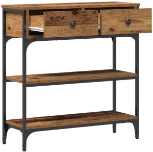 vidaXL Stolik konsolowy Stare drewno Lite drewno, Metal Średni 5