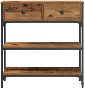 vidaXL Stolik konsolowy Stare drewno Lite drewno, Metal Średni 6