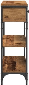 vidaXL Stolik konsolowy Stare drewno Lite drewno, Metal Średni 7