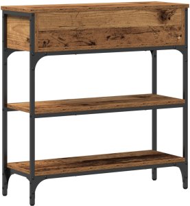 vidaXL Stolik konsolowy Stare drewno Lite drewno, Metal Średni 8