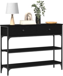 vidaXL Stolik Konsolowy Czarny dąb Drewno, Metal 100 cm Trwały 3