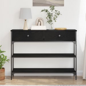 vidaXL Stolik Konsolowy Czarny dąb Drewno, Metal 100 cm Trwały 4