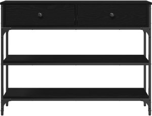 vidaXL Stolik Konsolowy Czarny dąb Drewno, Metal 100 cm Trwały 6