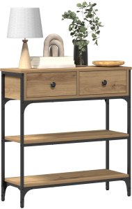 vidaXL Stolik Konsolowy Dąb artisan Lite drewno dębowe Średni 3