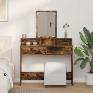 vidaXL Wędzone dębowe Lite drewno 100 x 41 x 140 cm Toaletka 1