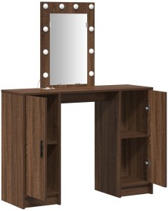 vidaXL Brązowa dąb Drewno, Szkło Duży Brązowa toaletka z lustrem 4