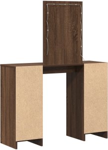 vidaXL Brązowa dąb Drewno, Szkło Duży Brązowa toaletka z lustrem 7