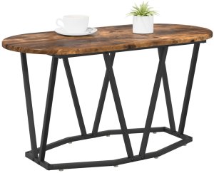 vidaXL Stolik Kawowy Wędzony Dąb Lite Drewno, Metal Średni 3