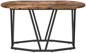 vidaXL Stolik Kawowy Wędzony Dąb Lite Drewno, Metal Średni 4