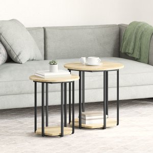 vidaXL Stoliki końcowe Sonoma Oak MDF, Metal Średni Minimalistyczny 1