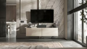 Wisząca szafka RTV 120 cm mała komoda kaszmir mat 2