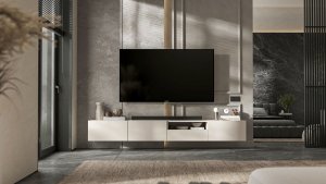 Wisząca szafka RTV 120 cm mała komoda kaszmir mat 7