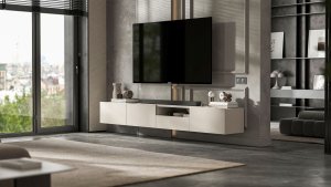 Wisząca szafka RTV 120 cm mała komoda kaszmir mat 8