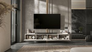 Meble Lindner Wisząca Szafka RTV Loft kaszmir Mat komoda RTV 240 cm 4
