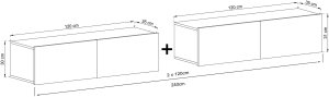Meble Lindner Wisząca Szafka RTV Loft kaszmir Mat komoda RTV 240 cm 5