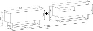 Meble Lindner Szafka RTV Loft komoda RTV Loft kaszmir Mat szuflada 240 cm 5